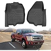 Mixsuper Front Floor Mats Compatible with 2012-2016 Ford F-250/F-350/F-450/F-550, Super Duty with Raised Drivers Side Pedal, All Weather Floor Liners 1st Row Set Black