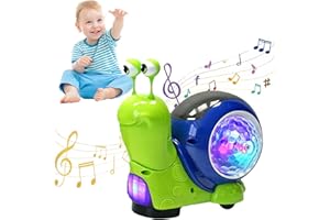 EDOTTBAG Luminous Snail, Electric Baby Toddler Snail Toy - Cute Electronic Animal Crawling, Musical Walking Dancing Moving Interactive Sensory Toy (Green)