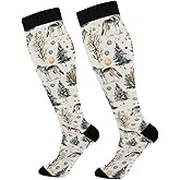 MFTJYO Wolf Tree Wolves Compression Socks for Women Men Circulation Long Knee High Socks for Athletic Sports Running