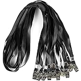 Ollain Lanyards for Id Badges Nylon Neck Flat Cruise Lanyard Bulldog Clips Durably Lanyards for Men Women Office ID Name Tags and Badge Holders (Black, 50 Pack)