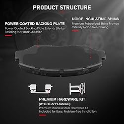 cciyu D914 D1086 8pcs Front & Rear Ceramic Brake