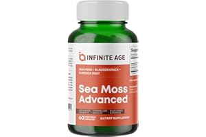 INFINITE AGE 1250mg Sea Moss Advanced Superfood Capsules, 60 Count - High-Potency, Vegan, Made in The USA - Irish Seamoss, Bladderwrack, Burdock Root - Overall Health, Immunity Support
