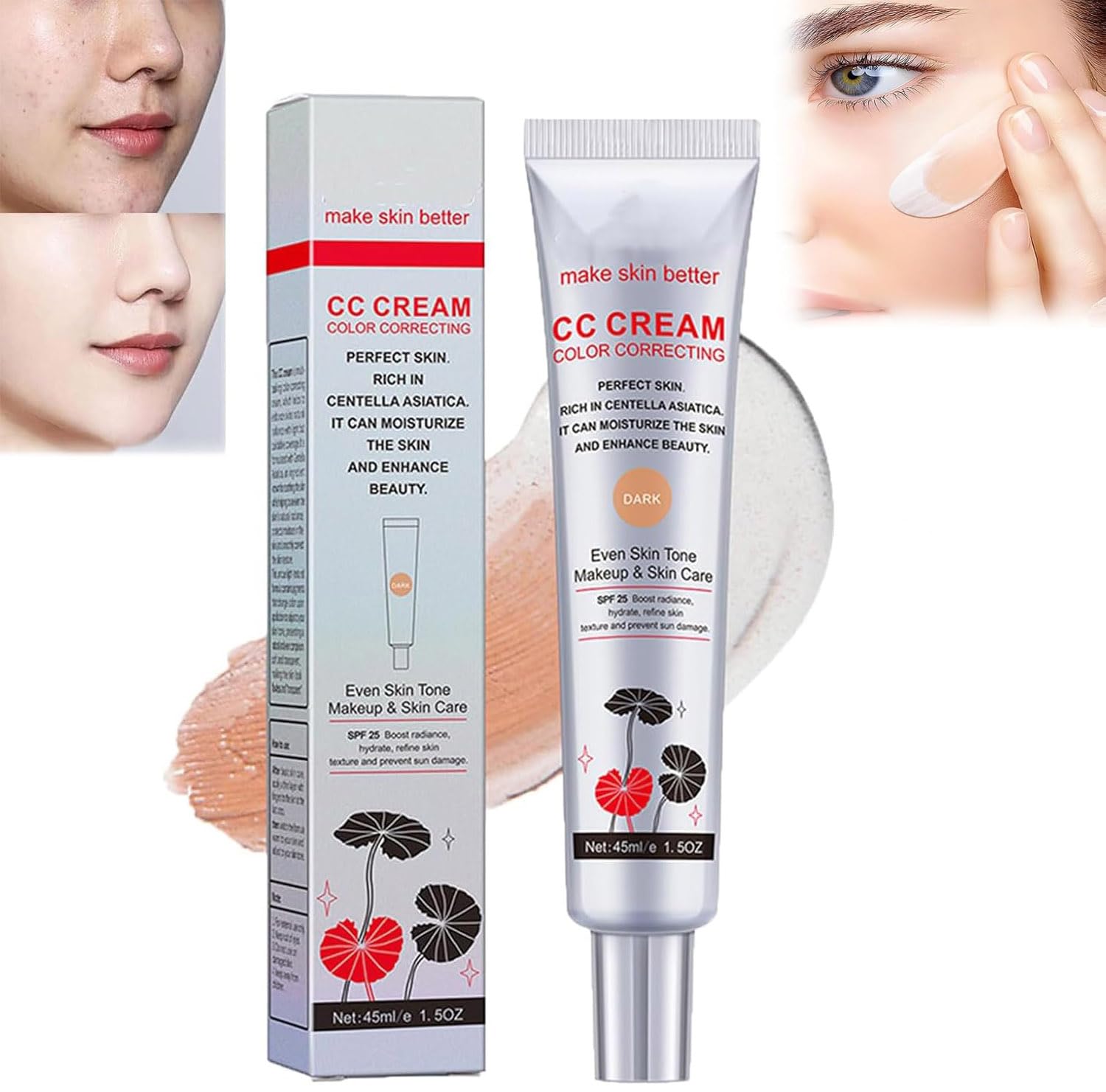 Korean Color Changing CC Cream, 2 In1 Skincare & Makeup, Korean CC Cream Foundation, Korean Color Changing Foundation, Moisturizing Long-Lasting Facial Concealer for All Skin Types (dark)