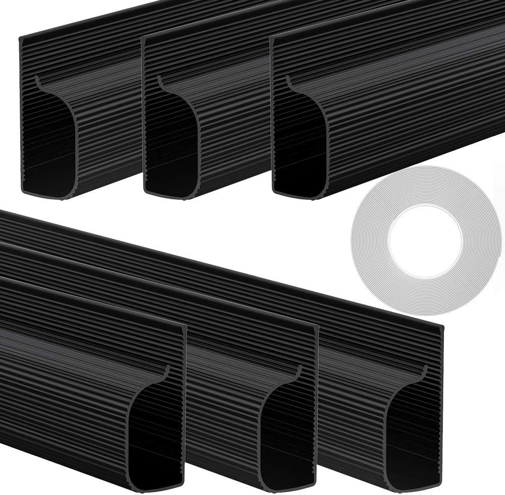 Updated 94" J Channel Cable Raceway - Desk Cord Organizer - Computer Cable Management Under Desk with 196" Mounting Tape - 6 Count Desk Cable Tray for Office, Home, JCCR-05 (15.7" Each, Black): Electronics