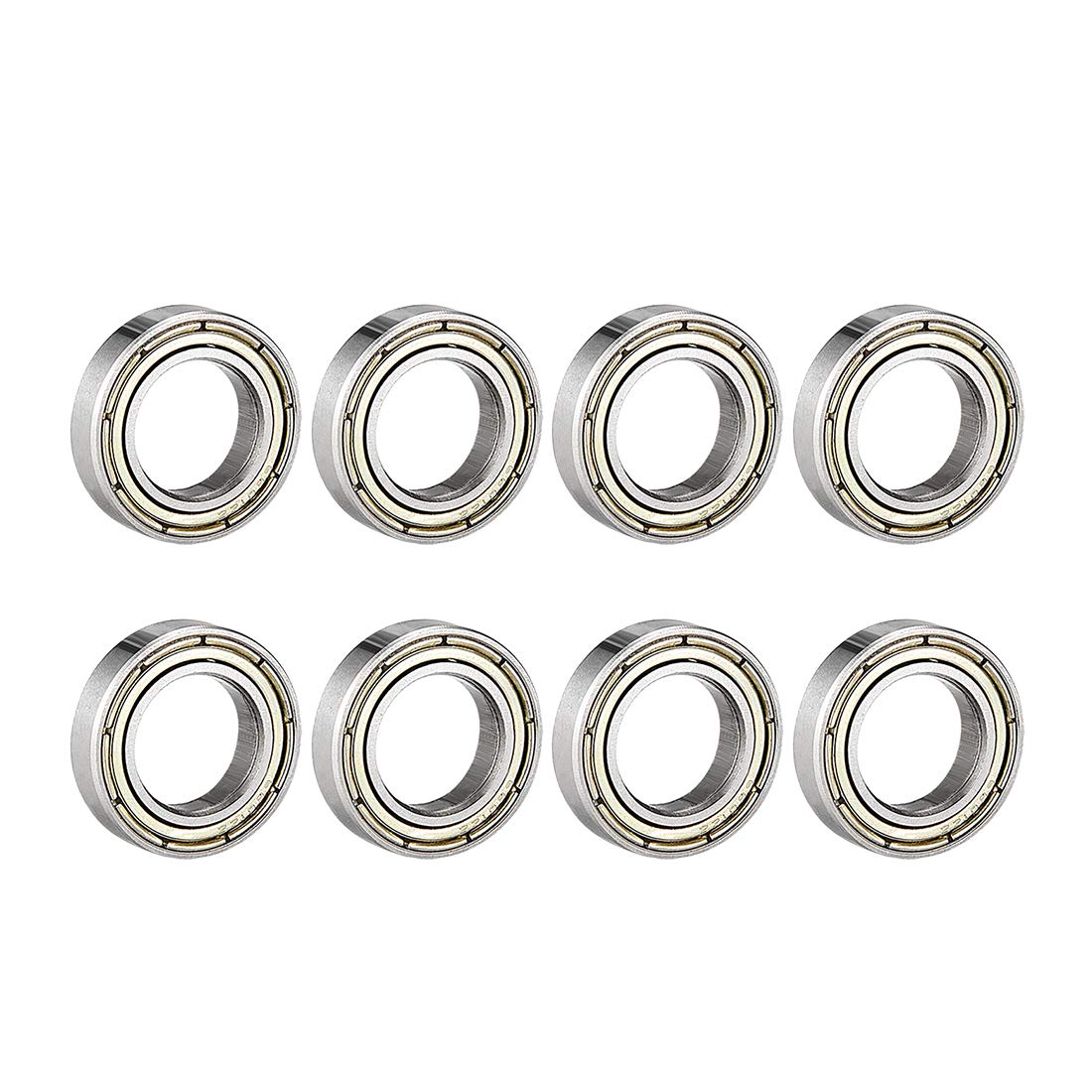 sourcing map 6801ZZ Deep Groove Ball Bearing Double Shield 6801-2Z 1080801, 12mm x 21mm x 5mm Carbon Steel Bearings (Pack of 8)