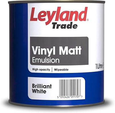 Leyland Trade Vinyl Matt Emulsion Paint Brilliant White 1L