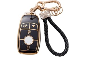 Gematay for Mercedes Benz Key Fob Cover with Keychain Lanyard, Soft TPU Key Fob Protector Shell Compatible with Mercedes Benz 2017-2021 E-Class 2018-2021 S-Class A C-Class G-Class Smart Key Case