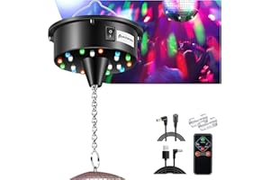 ARCHIMAX Disco Ball Motor with Light, Party Lights with Remote,6-12RPM Adjustable Speed Rotating Disco Motor,for 4''~ 24'' Mirror Ball, DJ Bands KTV Bar Christmas Birthday Wedding Outdoors Party Decor