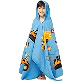 Gealaek Hooded Towel for Toddlers 5-12 Years Boys Girls Kids Bath Pool Beach Towel Wrap Extra Large Soft Absorbent Beach Poncho(Construction site XL)