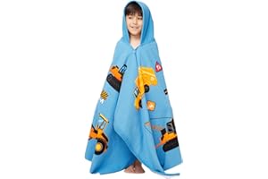Gealaek Hooded Towel for Toddlers 5-12 Years Boys Girls Kids Bath Pool Beach Towel Wrap Extra Large Soft Absorbent Beach Poncho(Construction site XL)