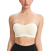 Gnowann Strapless Bras for Women Non-Slip Silicone Bandeau Bralette Seamless Wireless Strapless Bra Padded Tube Top