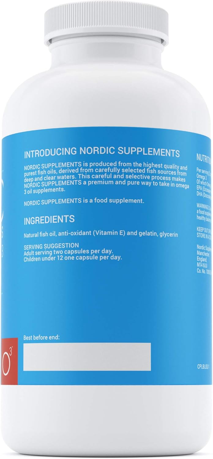 Nordic Supplements High Strength Pharmaceutical Grade Omega 3 Fish Oil Capsules, 1000 mg, Pot of 365 Capsules - Image 4