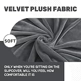 XINEAGE Velvet Chair Slipcover 1 Seater Grey Anti Slip Pets Friendly High view 4