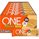 ONE Reese's Peanut Butter Protein Bar, 18g Protein, 3g Sugar, 12 ct | 18g Protein, 3g Sugar, Protein Snack for Breakfast, Workout and Travel, 12 Snack Bars, Gluten Free Snacks