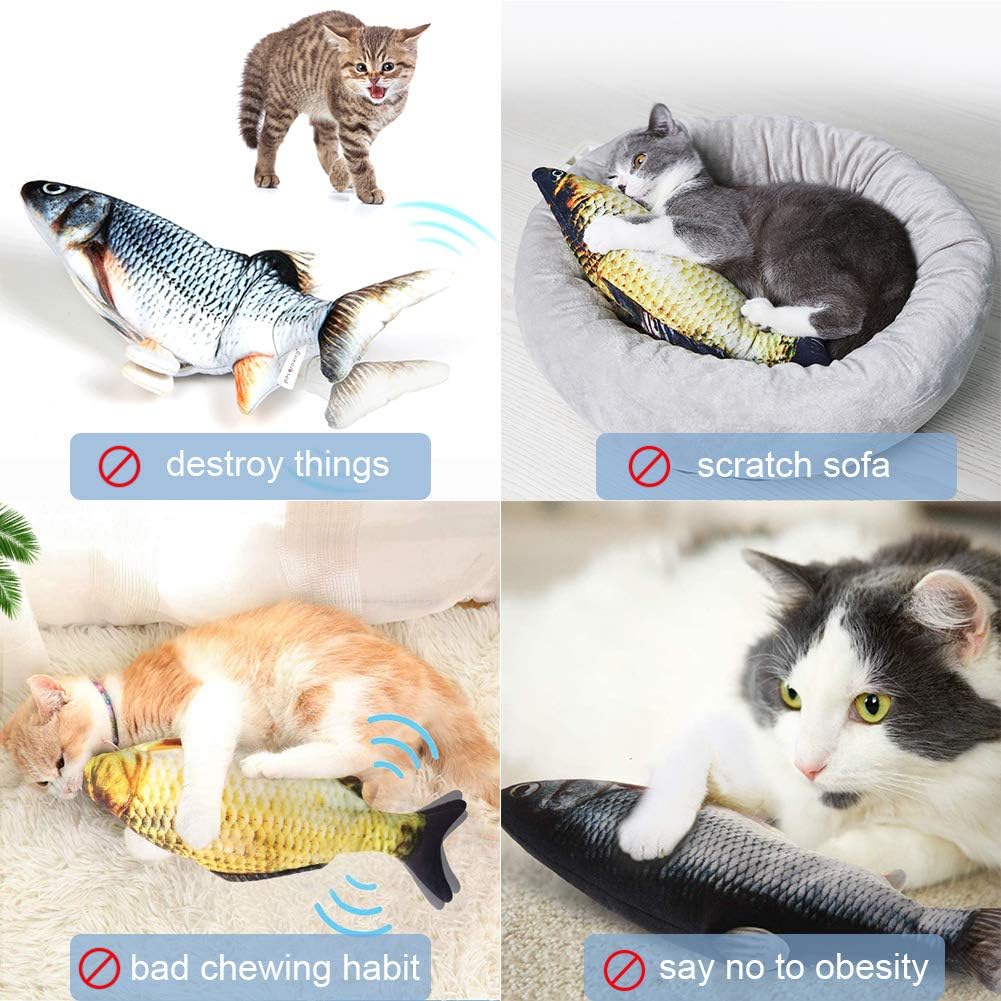 LECHONG Catnip Moving Fish Cat Toys for Indoor Cats, 2pack Interactive Cat Kicker Toy Rechargeable Wagging Fish Toys for Cats Kitten Fun Cat Toys for Biting Chewing and Kicking… : Pet Supplies
