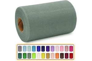 MIGLORIA Sage Green Tulle Fabric Roll 6 Inch X 300 FT (100 Yards) Matte Tulle Ribbon Netting Mesh Spool for DIY Tutu Skirt Wedding Bow Gift Wrapping Baby Shower Christmas Party Halloween Decorations