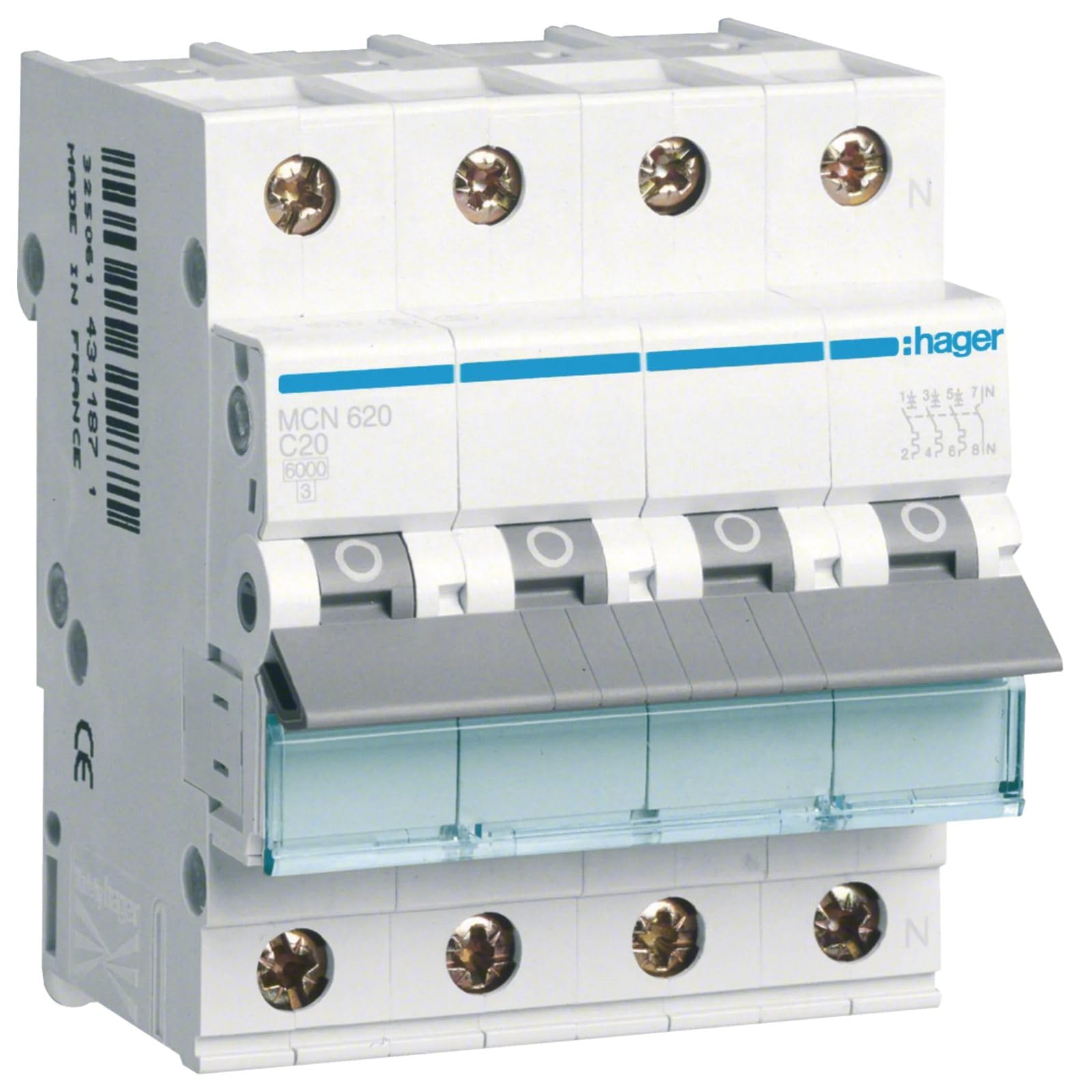Hager HAGET IMCN620 Circuit Breaker Switch 20 A 3-pin + N)