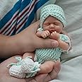 MYREBABY 7 Inch Mini Silicone Baby, Reborn Baby Dolls Silicone Full Body Girl Lucy, Realistic Newborn Baby Doll Real Life Miniature Baby Doll with Feeding Accessories