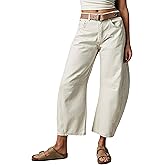NARURAL Womens Baggy Boyfriend Jeans Vintage Wide Leg Mid Rise Barrel Denim Ankle Pants Cropped Jeans,White,X-Large