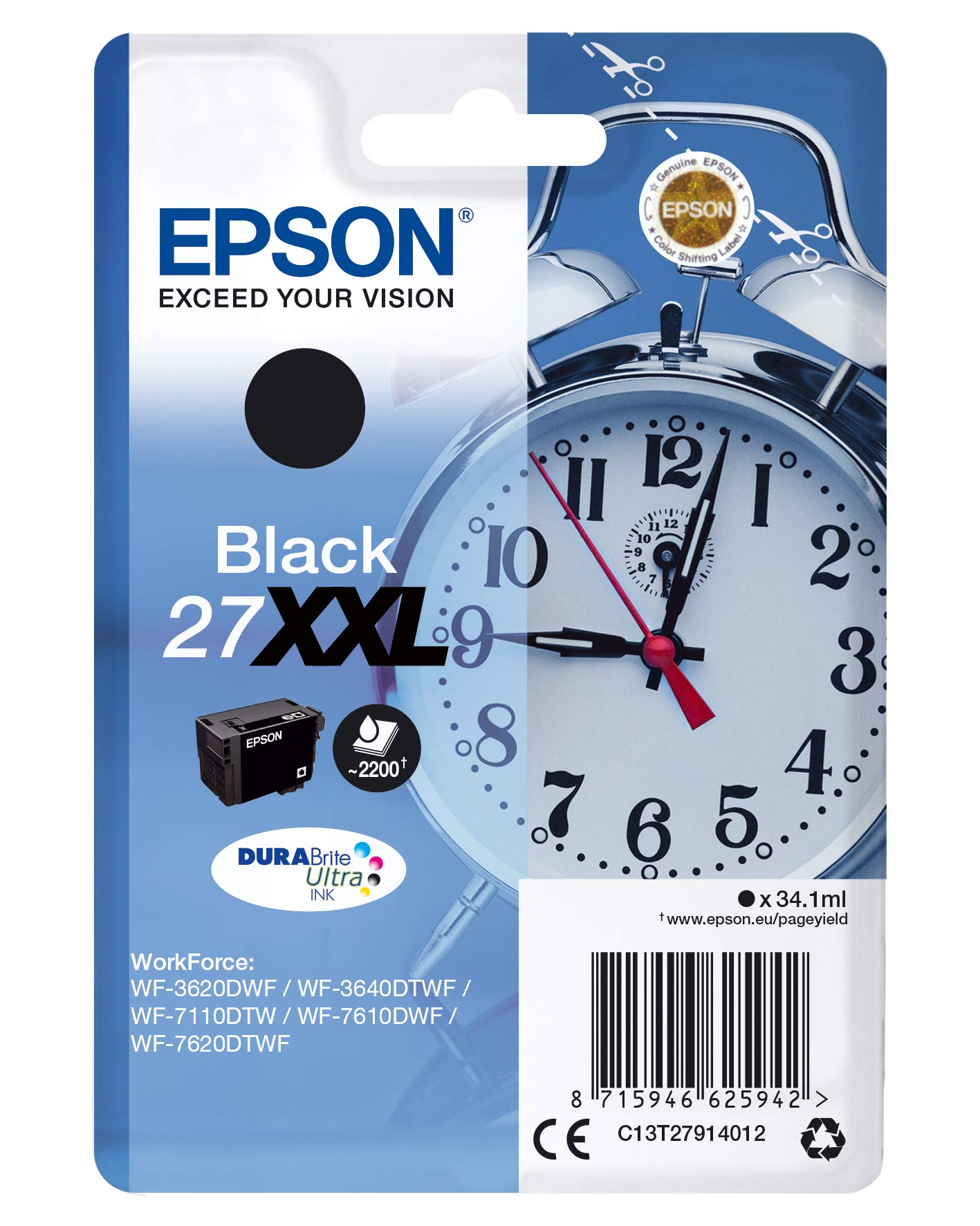Epson C13T27914022 27XXL Inkjet Cartridge - Black
