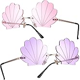 Angoily Seashell Sunglasses Frameless Shell Glasses with Gold Frame 5.31X2.16 Inch Lightweight Party Eyewear for Beach and Mermaid Theme