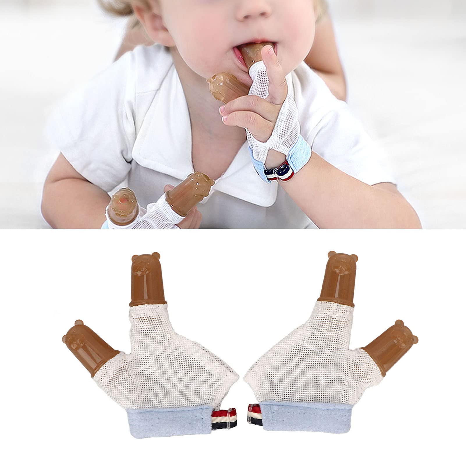 Wrist Buckle Thumb 1 Pair Stop Thumbsucking Thumb Sucking Kids Baby Child Finger Guard Sucking Stop Nursing Baby Thumb Sucking Stop Finger Silicone Protection with Breathable (M)