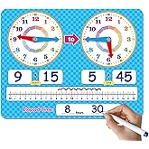 Aizweb Learning Clock for Kids Teaching Clock Telling Time Dry Erase Board Preschool Kindergarten 1st 2nd Grade School Homeschool Supplies Educational Learning Activities