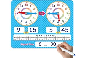 Aizweb Learning Clock for Kids Toddler Teaching Clock Telling Time Dry Erase Board Preschool Kindergarten 1st 2nd Grade Schoo