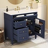 Marzzi 36"" Bathroom Vanity with Sink, Modern Single Sink Bathroom Vanity with Storage Cabinet, 2 Drawers & Tip-Out Drawer, S
