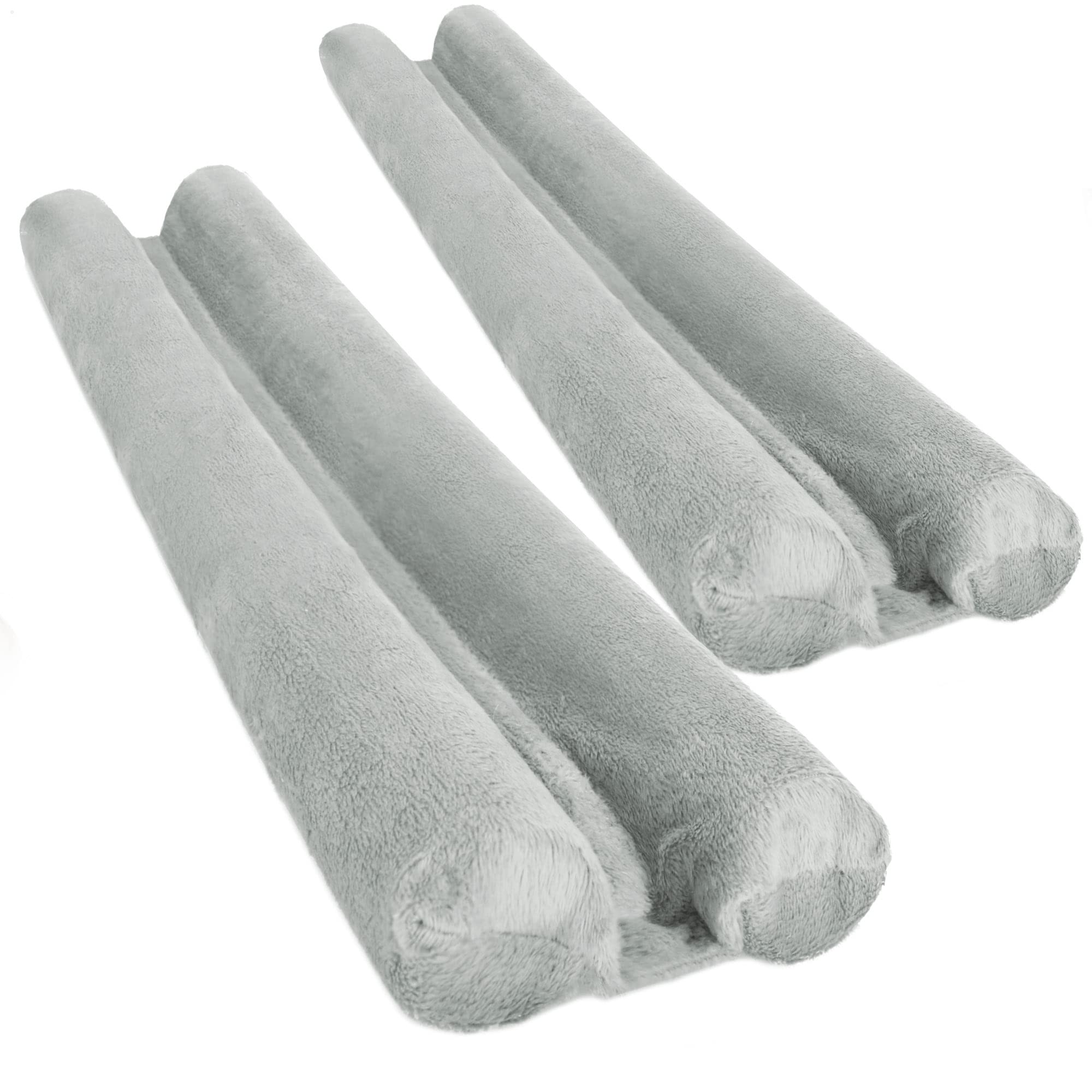 COM-FOUR® 2x draft stopper for the door - microfibre door bottom seal - draft stopper with double seal - protection against drafts and noise (02 Stück - grau)