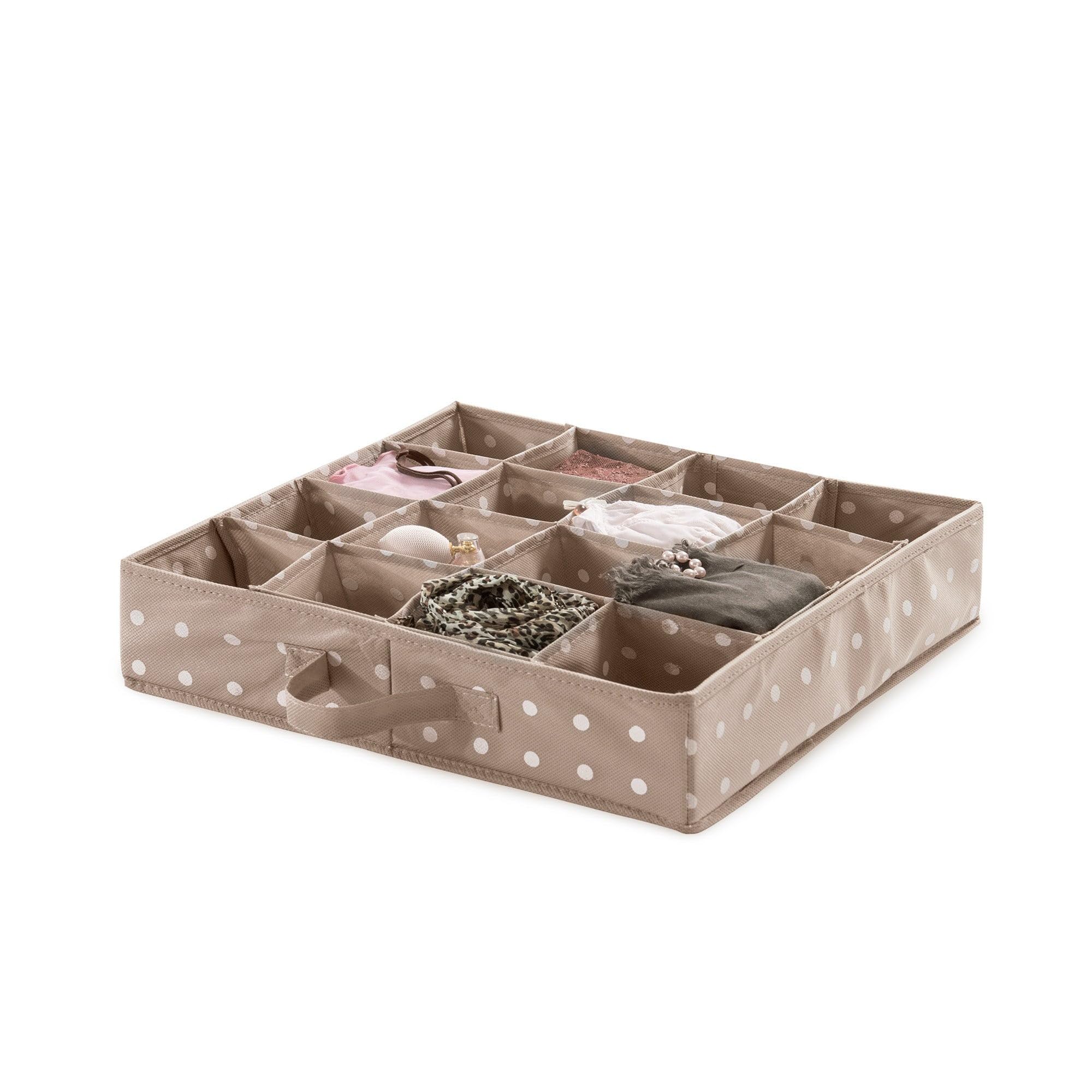 Compactor 16 Compartment Drawer Storage Organiser, Drawer Dividers for Jewellery, Cosmetics, Clothes and Underwear, Fits in a Drawer, Wardrobe or Shelf, Rivoli Range, Brown/White