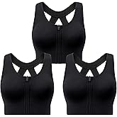 SPORME RUNNING Racerback Padded Sports Bra for Women - Medium Support Zipper Front Workout Bra