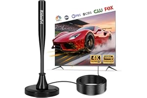 RidaaFri 2026 Upgraded Indoor Digital TV Antenna, 4K 1080P HD Smarte TV Antenne with Strong Magnetic Base & 360° Rotation, Su