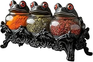 Witchy Frog Apothecary Jars 3 Pieces Frog Design Salt Pepper Canister Gothic Food Storage Containers With Lids