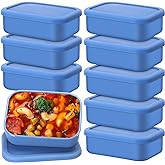 Nuogo 8 Pcs 2 Cup Silicone Freezer Trays with Lid Silicone Soup Freezer Molds Rectangle Soup Containers Reusable Food Preserving Tray Freezing Ice Trays for Soups Sauces Stews(Blue)