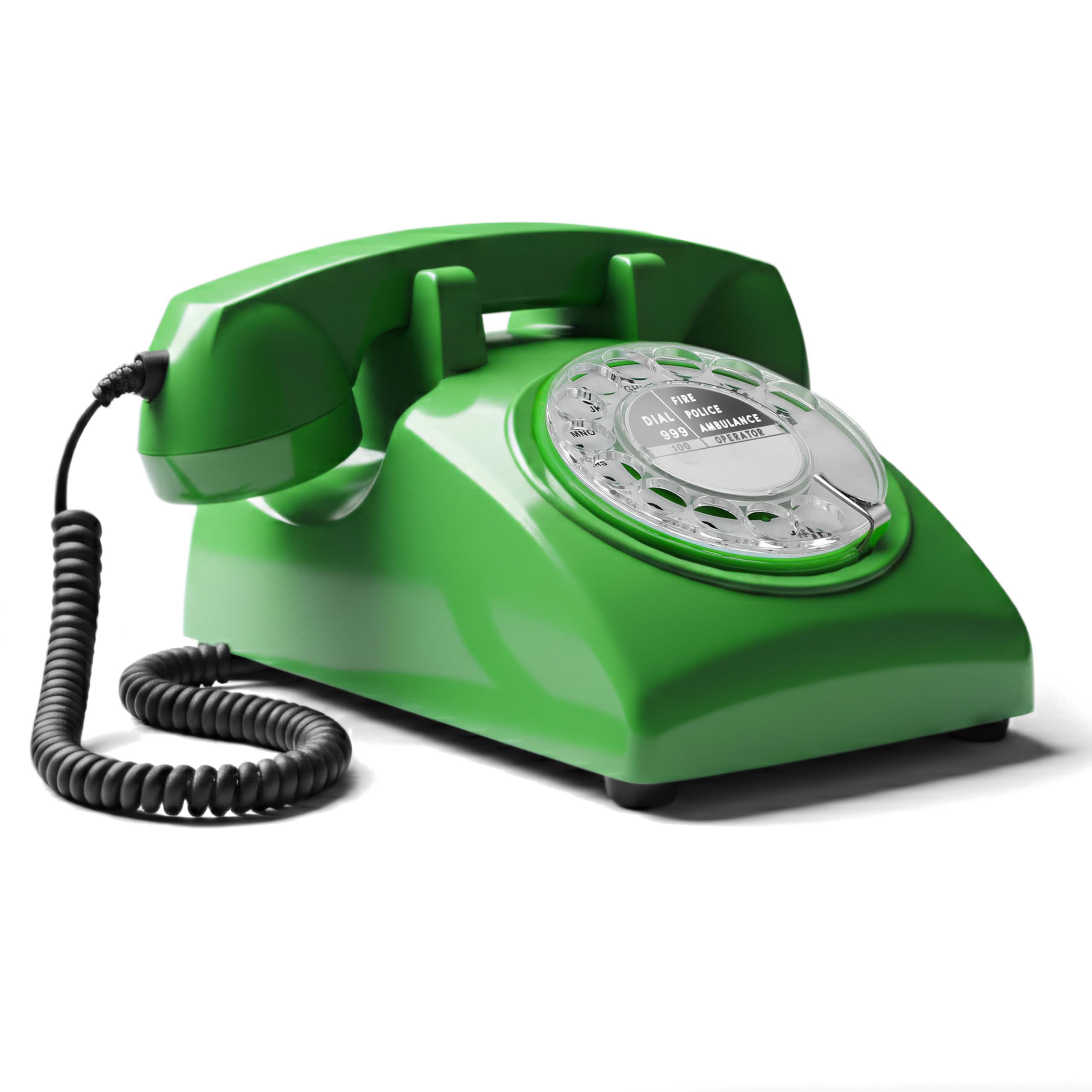Opis Technology 60s Cable – Green Rotary Dial Telephone, Vintage Retro Corded Landline Phone, UK Compatible
