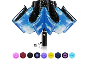Trenovo Inverted umbrella, Windproof Travel Umbrella with Reflective Stripe, Reverse Compact Umbrella with Double Vented Canopy, Folding Portable Umbrella, Auto-open & Close Upside Down Umbrella
