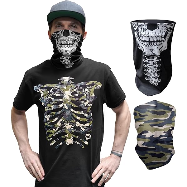 Amazon.com: Glow in The Dark Skeleton T-Shirt with Face Skull Mask