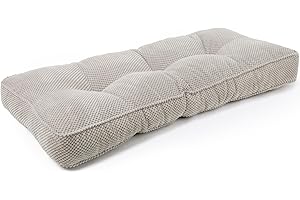 RULAER Tufted Bench Cushion Indoor 36x14x4 inch Extra Thick Soft Bench Cushion Non-Slip Durable Patio Cushions for Outdoor Furniture Double Piping Bench Chair Pad, Gray