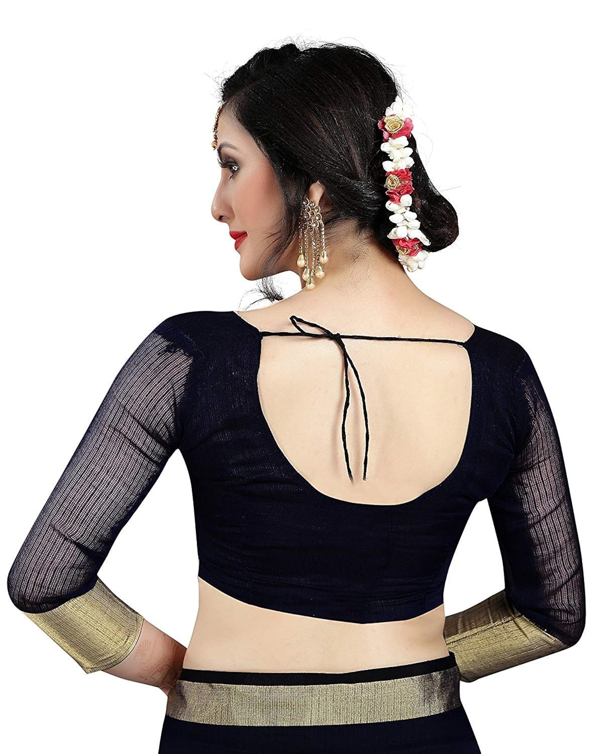 bluegene women's cotton silk saree with blouse piece (doriacottonvariation)