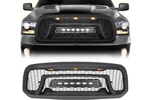 Allinoneparts Front Grille Compatible with 2013-2018 Dodge Ram 1500, 2019-2023 Ram 1500 Classic, Matte Black Bumper Grill w/Off-Road Lights