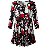 LARACE Tunics 3/4 Sleeve Plus Size Tops for Women V Neck Loose Fit Flowy Clothing for Leggings