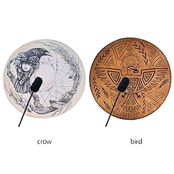 Firlar Shaman Drum, 10 Inch Crow Pattern Handmade