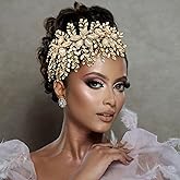 Mpoikba Bridal Hair Accessories, Wedding Hair Pieces for Brides, Rhinestone Bride Headband(Champagne)