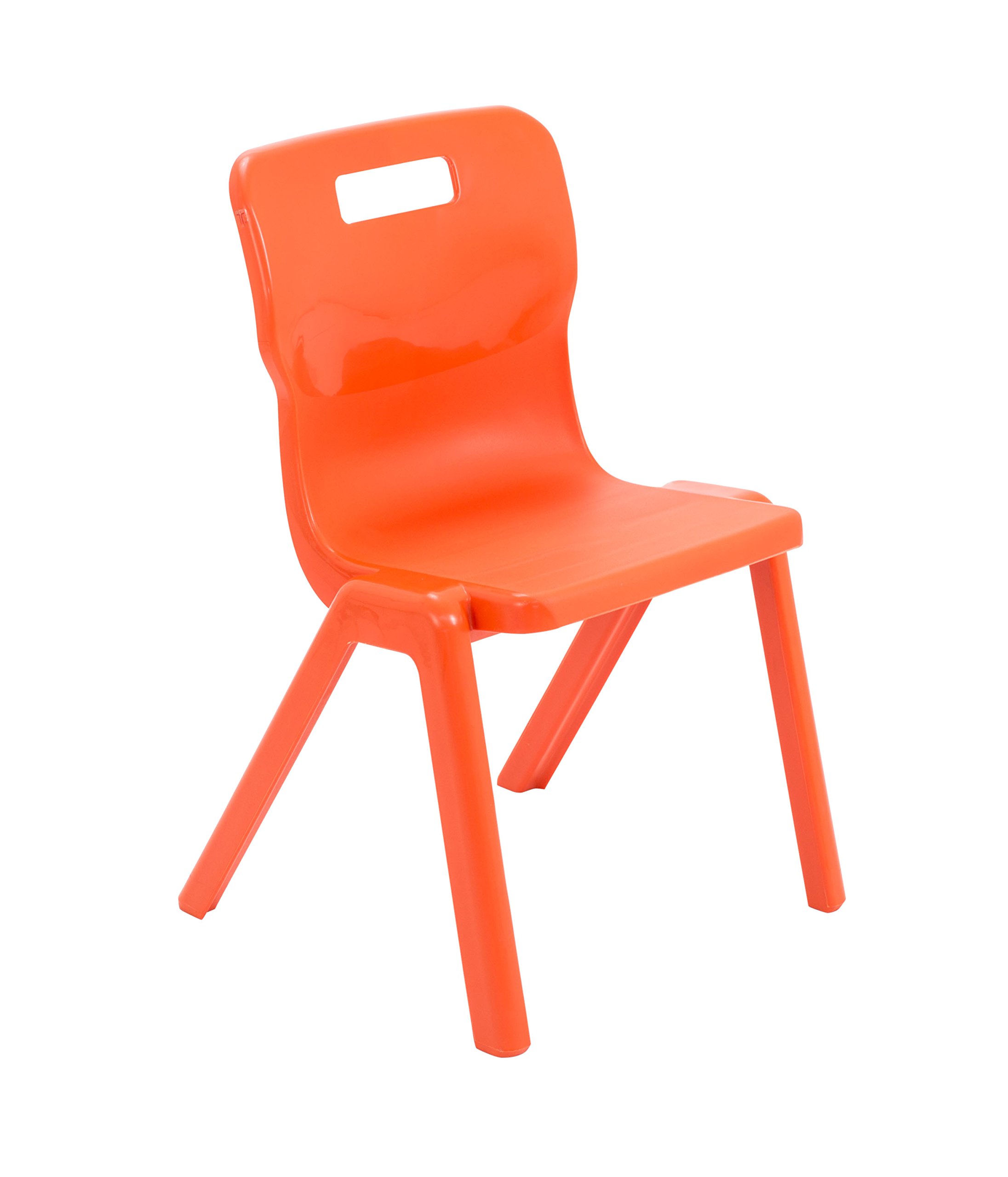 Titan One Piece Classroom Chair, Plastic, Orange, Size 4 for Ages 8-9 Years, Pack of 2