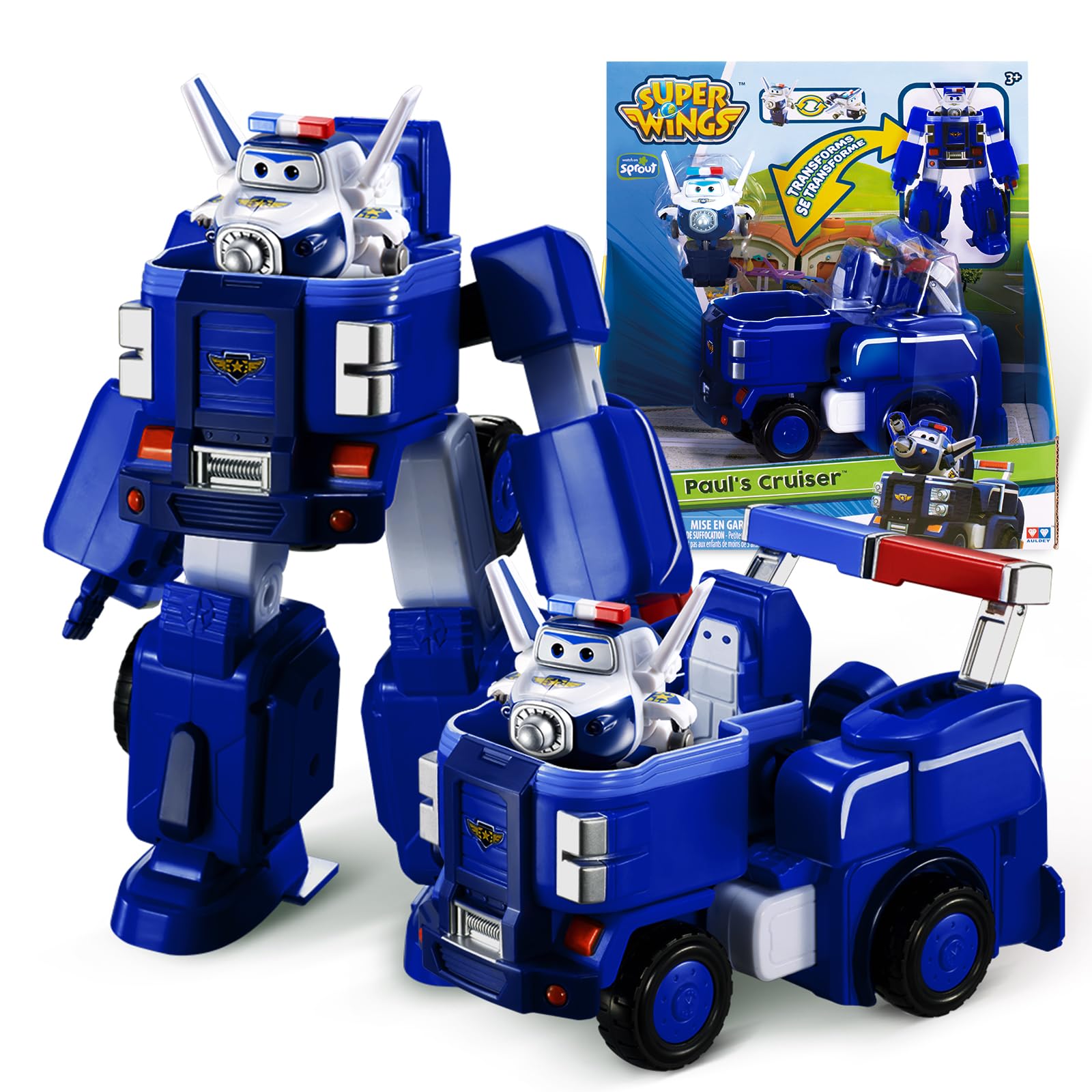 Super Wings - Deluxe Transforming Vehicle | Series 2 | Paul | Plane and Bot Vehicle Set | Includes 2" Figure