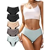 TIICHOO Incontinence Underwear for Women High Waisted Period Panties Heavy Flow Seamless Leakproof Underwear 5 Pack