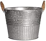 12" Round Planter w/Rope Handles - Galvanized