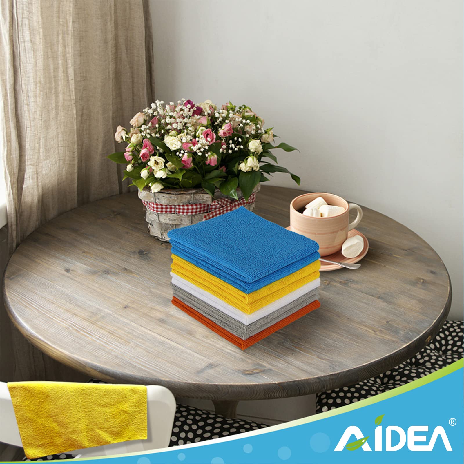 AIDEA Microfiber Cleaning Cloth, 100PK, Soft Absorbent Rags, Microfiber Towels for Cars, Kitchen Towels, Dusting Cloth for Home, Window, Cleaning Supplies, 12