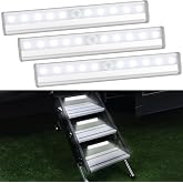 Fymblin 3 Pack Motion Sensor RV Step Lights, 10 LED Battery Operated Motorhome Motion Activated Light Strip, Magnetic Night L
